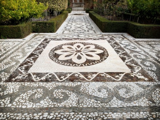 Mosaic Garden Pathway And Fountain