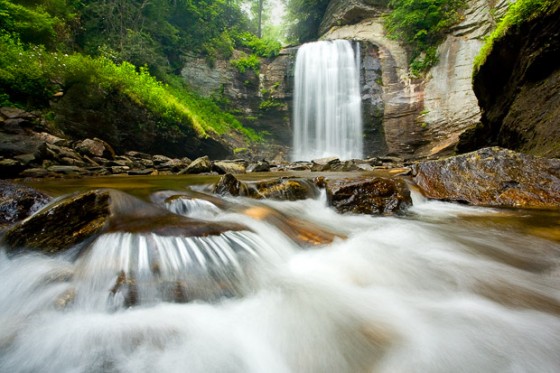 Looking Glass Falls, Pisgah Forest, North Carolina in summer.