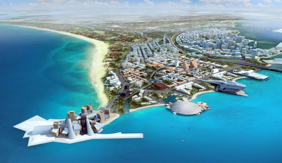 illustration of Saadiyat Island cultrual district Abu Dhabi, United Arab Emirates