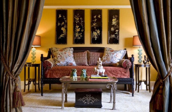 Phòng khách sang trọng với phong cách Á Đông cổ điển