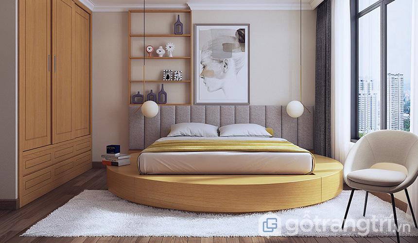 Giường ngủ tròn bằng gỗ tự nhiên bền bỉ